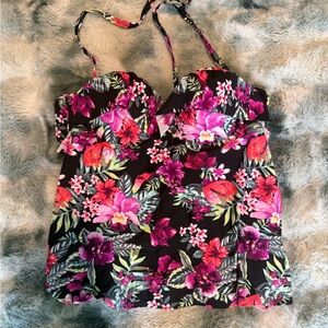 Smart & Sexy Vibrant Floral Camisole - Black and Purple